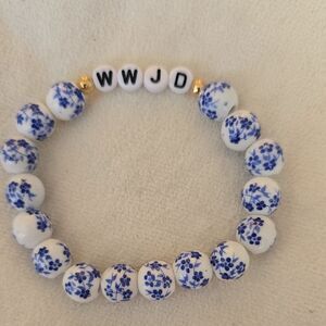 Porcelian WWJD Bead Bracelet